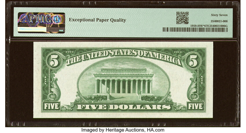 image for: Fr. 1959-H* $5 1934C Wide Federal Reserve Star Note. PMG Superb Gem Unc 67 EPQ....