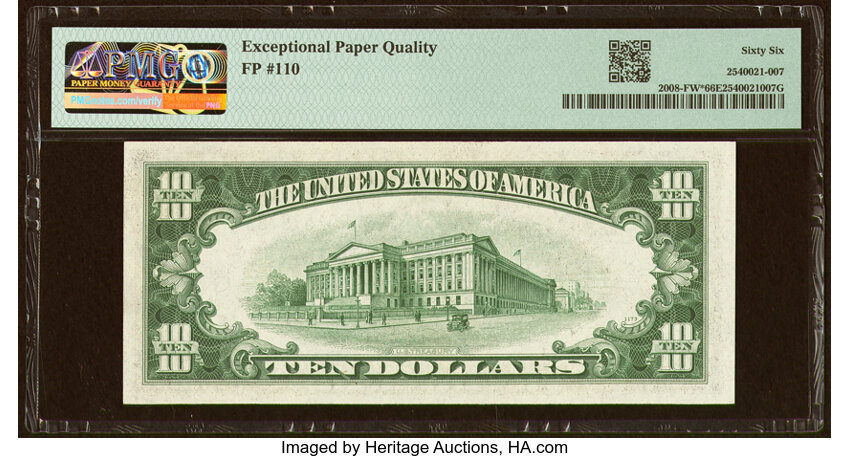 image for: Fr. 2008-F* $10 1934C Wide Federal Reserve Star Note. PMG Gem Uncirculated 66 EPQ....