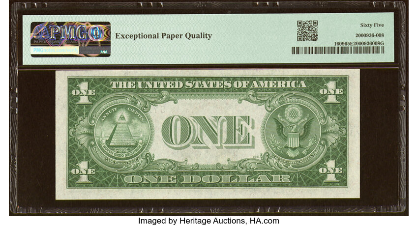 image for: Fr. 1609 $1 1935A R Silver Certificate. PMG Gem Uncirculated 65 EPQ....