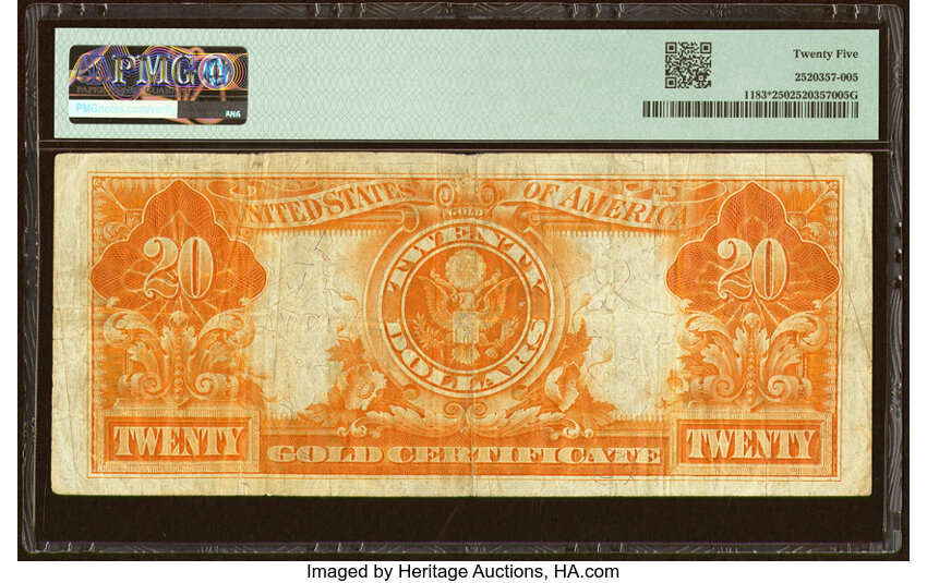 image for: Fr. 1183 $20 1906 Gold Certificate PMG Very Fine 25....