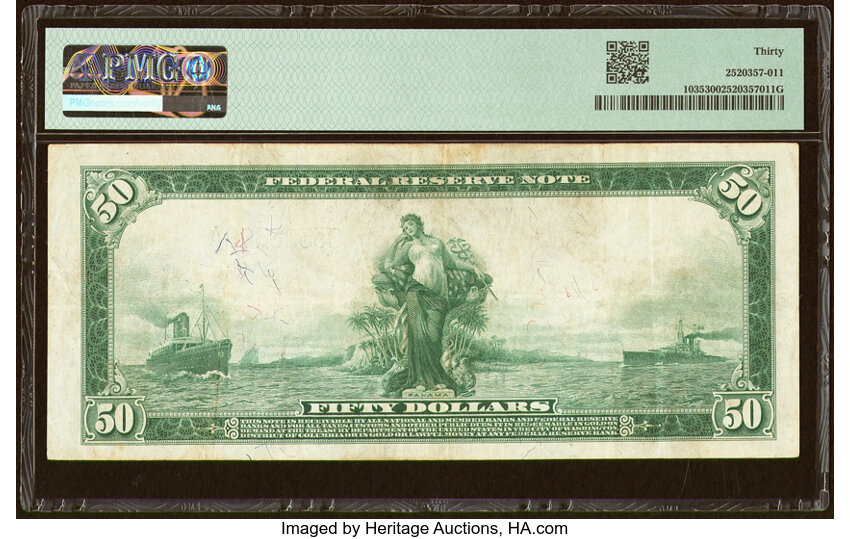 image for: Fr. 1035 $50 1914 Federal Reserve Note PMG Very Fine 30....