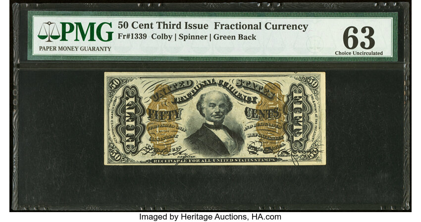 image for: Fr. 1339 50¢ Third Issue Spinner Type II PMG Choice Uncirculated 63....