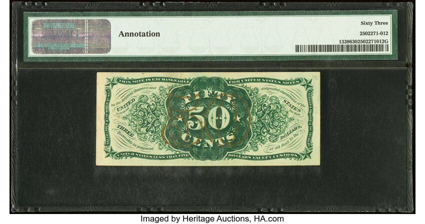 image for: Fr. 1339 50¢ Third Issue Spinner Type II PMG Choice Uncirculated 63....