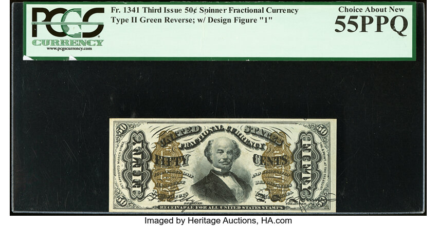 image for: Fr. 1341 50¢ Third Issue Spinner Type II PCGS Choice About New 55PPQ....