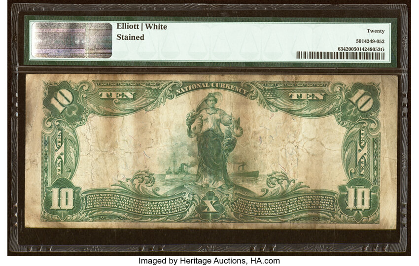 image for: Lawton, OK - $10 1902 Plain Back Fr. 634 The American National Bank Ch. # 12067 PMG Very Fine 20....