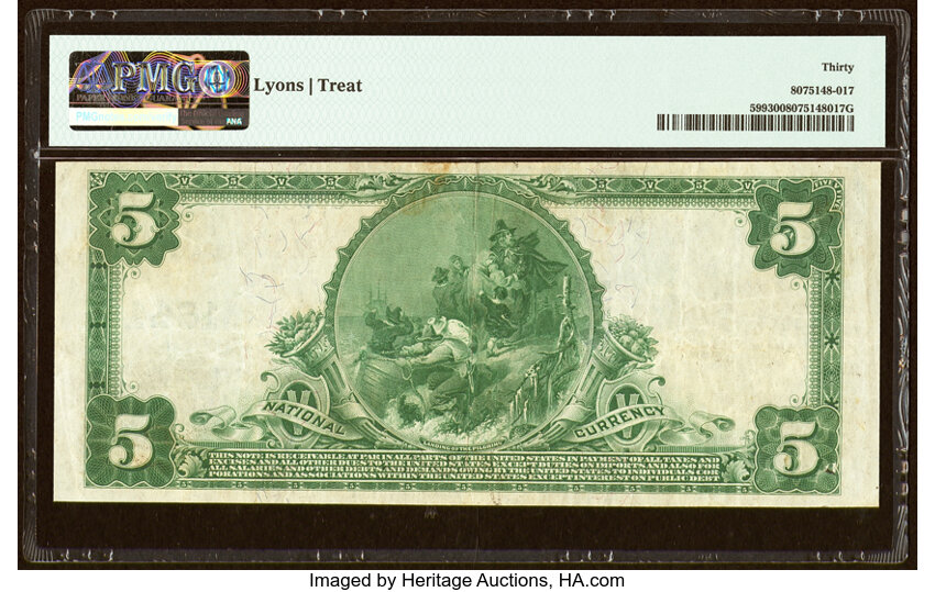 image for: Houston, TX - $5 1902 Plain Back Fr. 599 The First National Bank Ch. # 1644 PMG Very Fine 30....