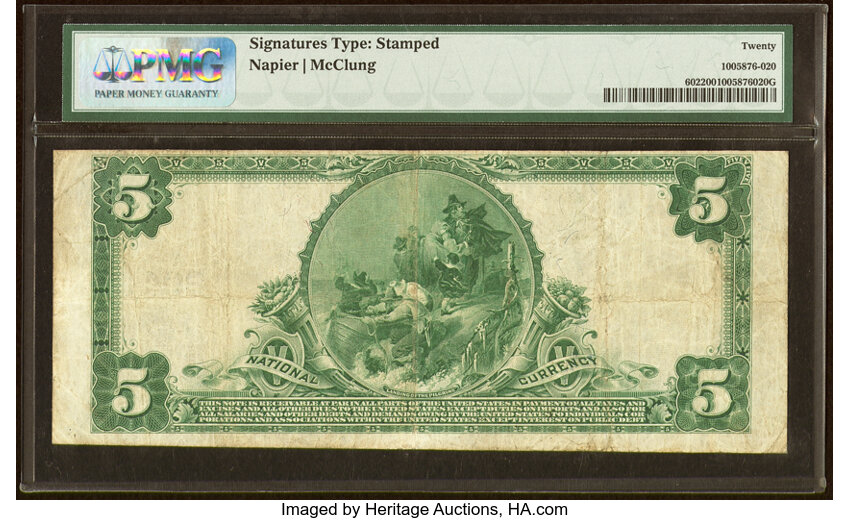 image for: Charleston, SC - $5 1902 Plain Back Fr. 602 The South Carolina National Bank Ch. # 2044 PMG Very Fine 20....