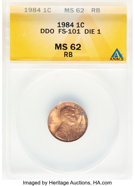 image for: 1984 1C Doubled Die Obverse , FS-101 Die 1 MS62 Red and Brown ANACS....
