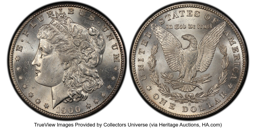 1900-S $1 MS63 PCGS. CAC. CAC Population: (67/308). Mintage 3,540,000....