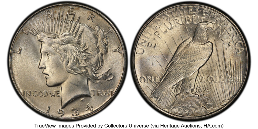 1934 $1 MS64+ PCGS. CAC. CAC Population: (235/236). Mintage 954,057....