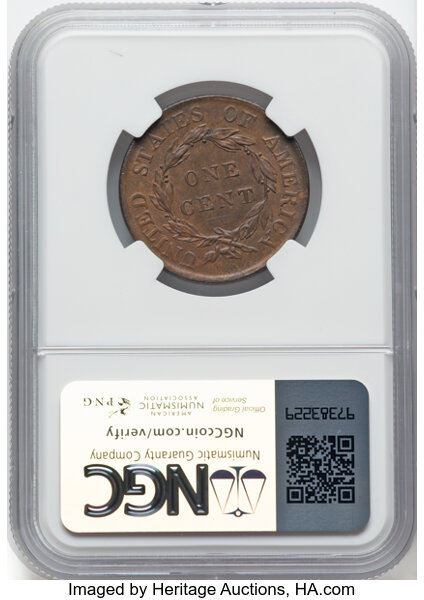 image for: 1818 1C N-10, R.1, MS64 Brown NGC. CAC. NGC Census: (93/13). CAC Population: (39/9). Mintage 3,167,000....