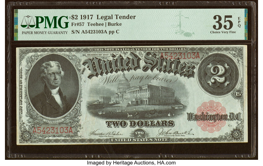 image for: Fr. 57 $2 1917 Legal Tender PMG Choice Very Fine 35 EPQ....