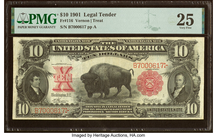 image for: Fr. 116 $10 1901 Legal Tender PMG Very Fine 25....