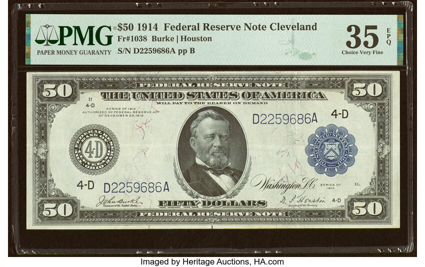 image for: Fr. 1038 $50 1914 Federal Reserve Note PMG Choice Very Fine 35 EPQ....