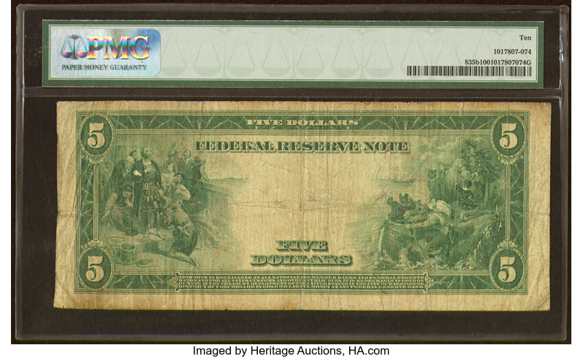 image for: Fr. 835b $5 1914 Red Seal Federal Reserve Note PMG Very Good 10....