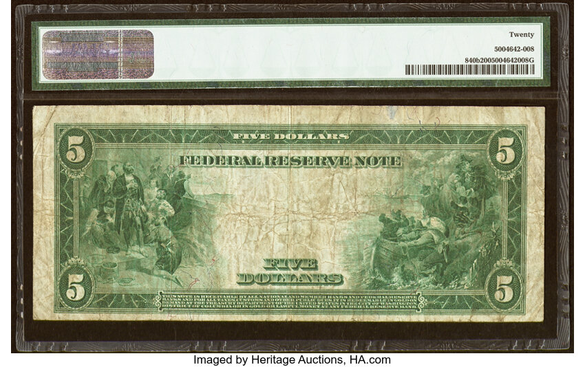 image for: Fr. 840b $5 1914 Red Seal Federal Reserve Note PMG Very Fine 20....