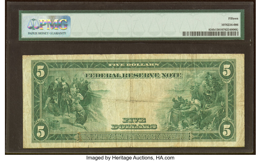 image for: Fr. 834b $5 1914 Red Seal Federal Reserve Note PMG Choice Fine 15....
