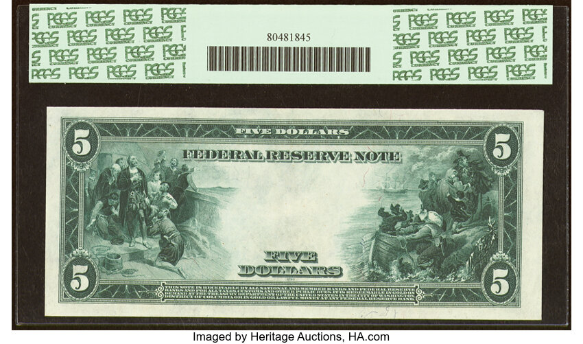 image for: Fr. 891a $5 1914 Federal Reserve Note PCGS About New 50....