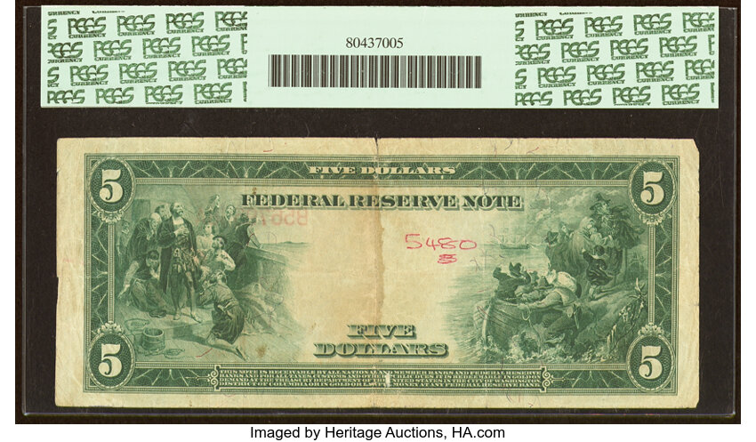 image for: Fr. 833b $5 1914 Red Seal Federal Reserve Note PCGS Apparent Very Fine 25....