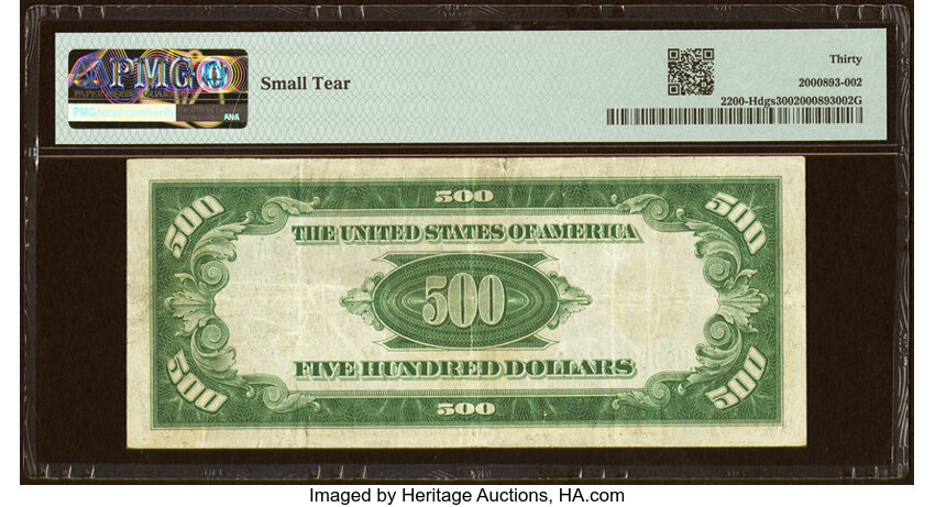 image for: Fr. 2200-H $500 1928 Federal Reserve Note. PMG Very Fine 30....