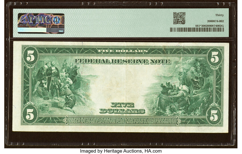 image for: Fr. 881* $5 1914 Federal Reserve Star Note PMG Very Fine 30....