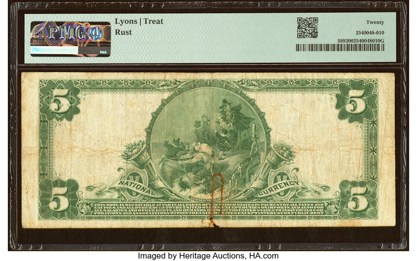 image for: Houston, TX - $5 1902 Plain Back Fr. 599 The First National Bank Ch. # 1644 PMG Very Fine 20....