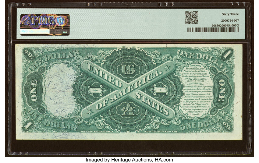 image for: Fr. 26 $1 1875 Legal Tender PMG Choice Uncirculated 63....