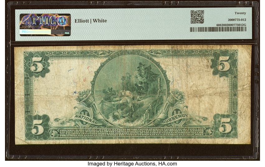 image for: Nevada, IA - $5 1902 Plain Back Fr. 608 The First National Bank Ch. # (M)2555 PMG Very Fine 20....