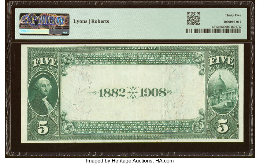 image for: Boston, MA - $5 1882 Date Back Fr. 537 The National Shawmut Bank Ch. # (N)5155 PMG Choice Very Fine 35....