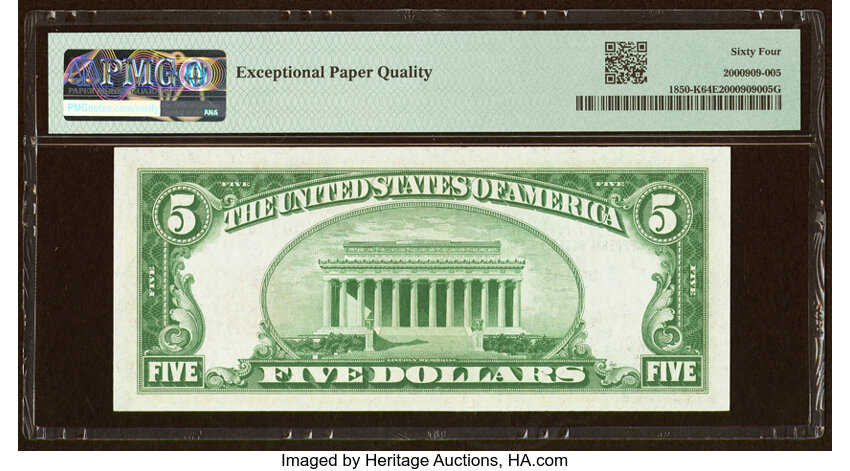 image for: Fr. 1850-K $5 1929 Federal Reserve Bank Note. PMG Choice Uncirculated 64 EPQ....