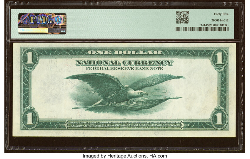 image for: Fr. 741 $1 1918 Federal Reserve Bank Note PMG Choice Extremely Fine 45....