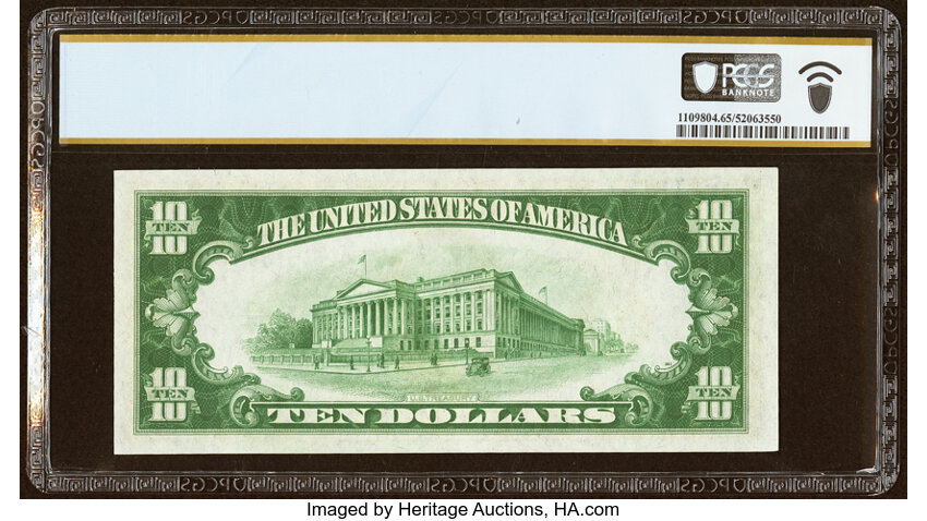image for: Fr. 2002-C $10 1928B Federal Reserve Note. PCGS Banknote Gem Unc 65 PPQ....