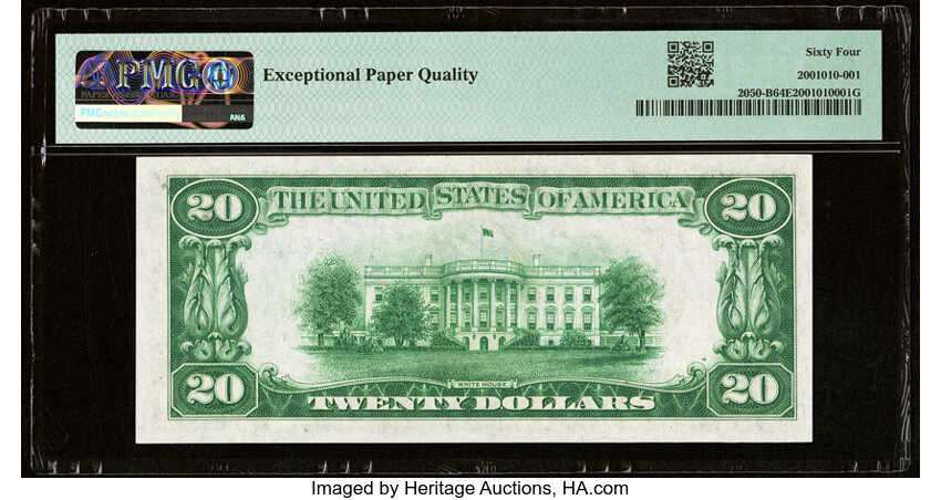 image for: Fr. 2050-B $20 1928 Federal Reserve Note. PMG Choice Uncirculated 64 EPQ....