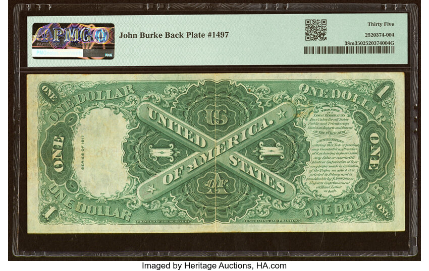 image for: Fr. 38 $1 1917 Mule Legal Tender PMG Choice Very Fine 35....