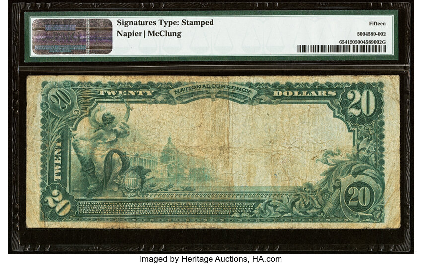 image for: Salt Lake City, UT - $20 1902 Plain Back Fr. 654 The Deseret National Bank Ch. # (P)2059 PMG Choice Fine 15....