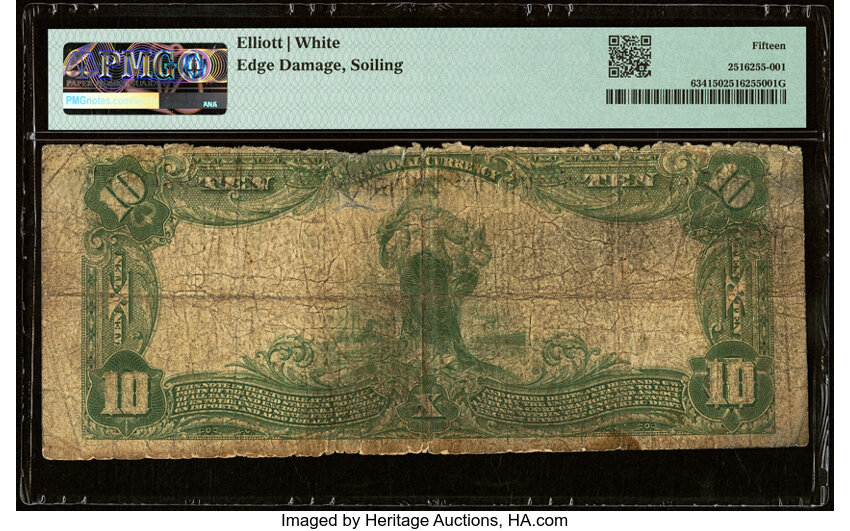 image for: East Chicago, IN - $10 1902 Plain Back Fr. 634 The United States National Bank of Indiana Harbor Ch. # 12058 PMG Choice Fine 1...
