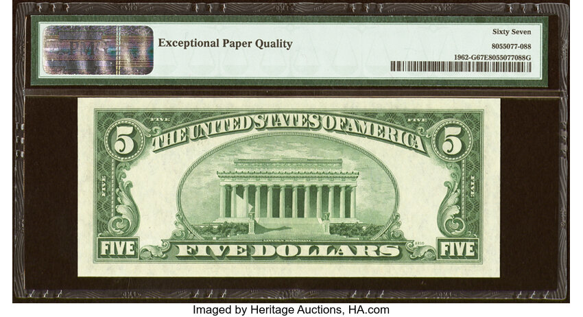 image for: Fr. 1962-G $5 1950A Federal Reserve Note. PMG Superb Gem Unc 67 EPQ....