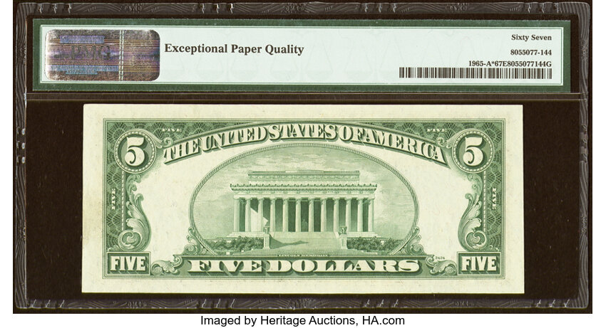 image for: Fr. 1965-A* $5 1950D Federal Reserve Star Note. PMG Superb Gem Unc 67 EPQ....