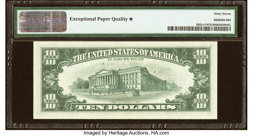 image for: Fr. 2023-G* $10 1977 Federal Reserve Star Note. PMG Superb Gem Unc 67 EPQ*....