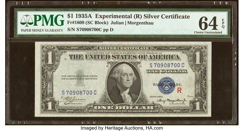 image for: Fr. 1609 $1 1935A R Silver Certificate. PMG Choice Uncirculated 64 EPQ....
