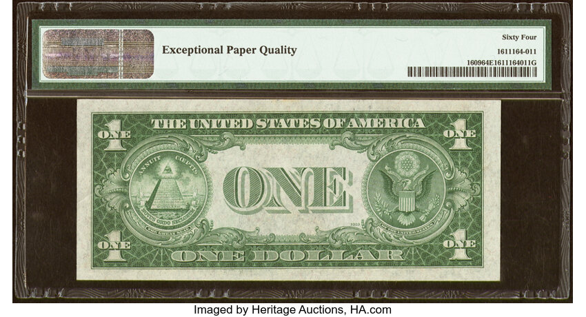 image for: Fr. 1609 $1 1935A R Silver Certificate. PMG Choice Uncirculated 64 EPQ....