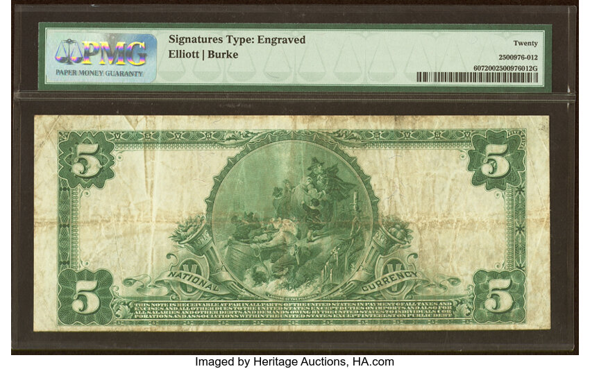 image for: East Liverpool, OH - $5 1902 Plain Back Fr. 607 The Potters National Bank Ch. # 2544 PMG Very Fine 20....
