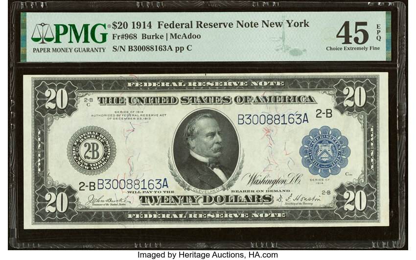 image for: Fr. 968 $20 1914 Federal Reserve Note PMG Choice Extremely Fine 45 EPQ....