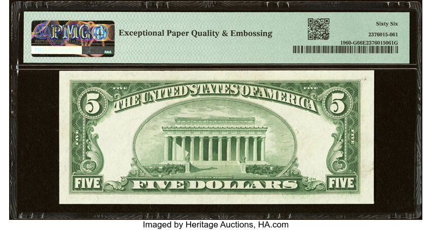 image for: Fr. 1960-G $5 1934D Federal Reserve Note. PMG Gem Uncirculated 66 EPQ....
