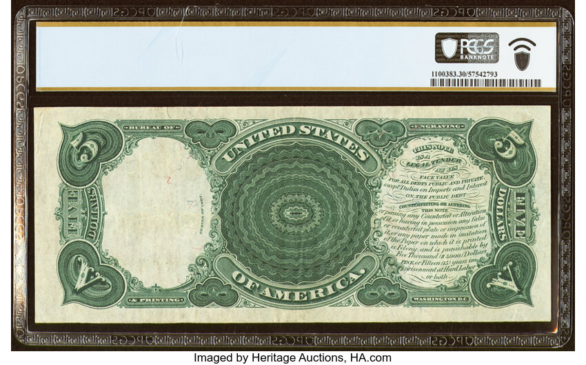 image for: Fr. 90 $5 1907 Legal Tender PCGS Banknote Very Fine 30....
