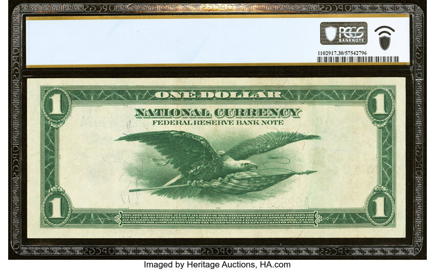 image for: Fr. 710 $1 1918 Federal Reserve Bank Note PCGS Banknote Very Fine 30....