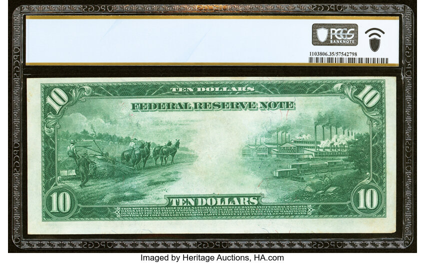 image for: Fr. 932 $10 1914 Federal Reserve Note PCGS Banknote Choice VF 35....