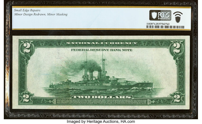 image for: Fr. 749 $2 1918 Federal Reserve Bank Note PCGS Banknote Choice VF 35 Details....