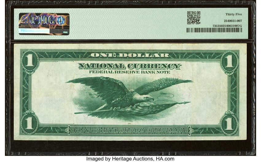 image for: Fr. 736 $1 1918 Federal Reserve Bank Note PMG Choice Very Fine 35....