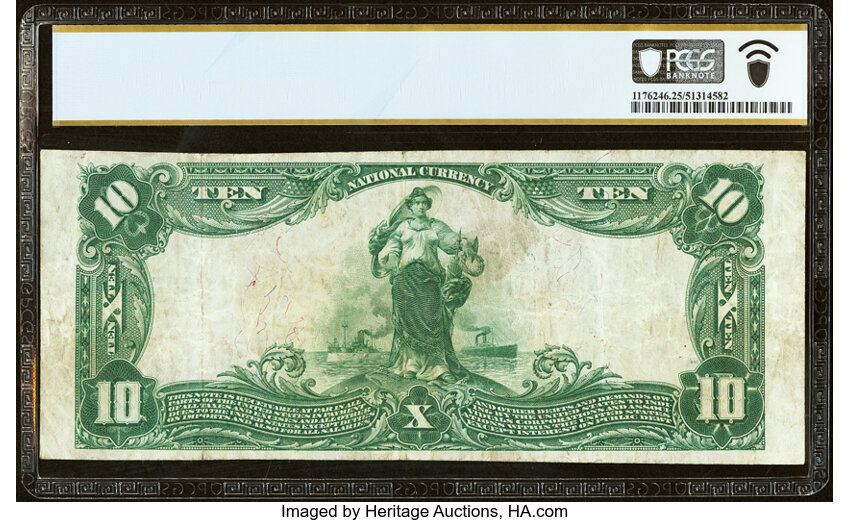 image for: Kennett Square, PA - $10 1902 Plain Back Fr. 633 The National Bank of Kennett Square Ch. # 2526 PCGS Banknote Very Fine 25....
